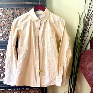 ARIAT R.E.A.L. Women’s Yellow Pinstripe Western Shirt with Cactus Accent Sz S